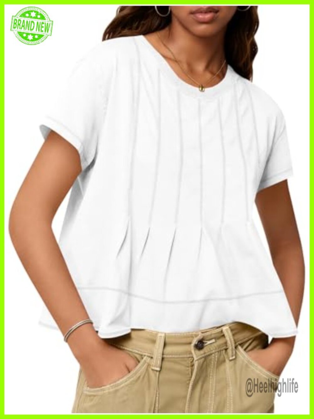 Tankaneo Womens Babydoll Peplum Top Short Sleeve Cropped Summer T-Shirt